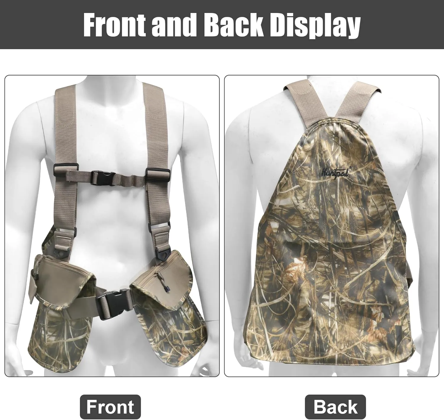 HUNTPAL Upland Hunting Tactical Vest with Game Pouch and Pockets, Hunting Bag Backpack with Adjustable Chest and Waist Belt