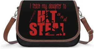 I Teach My Kids to Hit and Steal Trendy Crossbody Bags Purses for Women Casual Shoulder Handbags with Adjustable Wide Strap