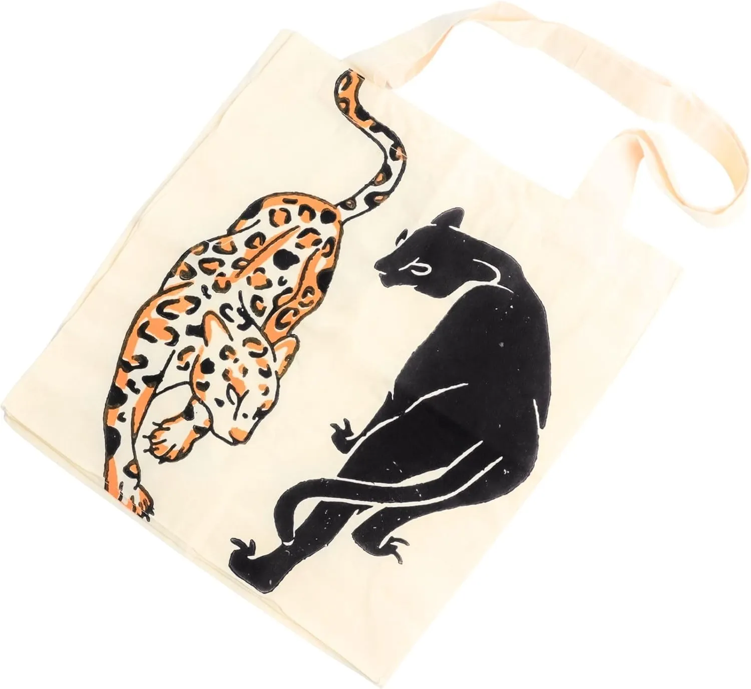 ICONIUM FASHION Leopard Printed Tote Bag for Women, Cute Cloth Cotton Bags for Shopping Beach Grocery Trendy Gifts, Beige, One Size