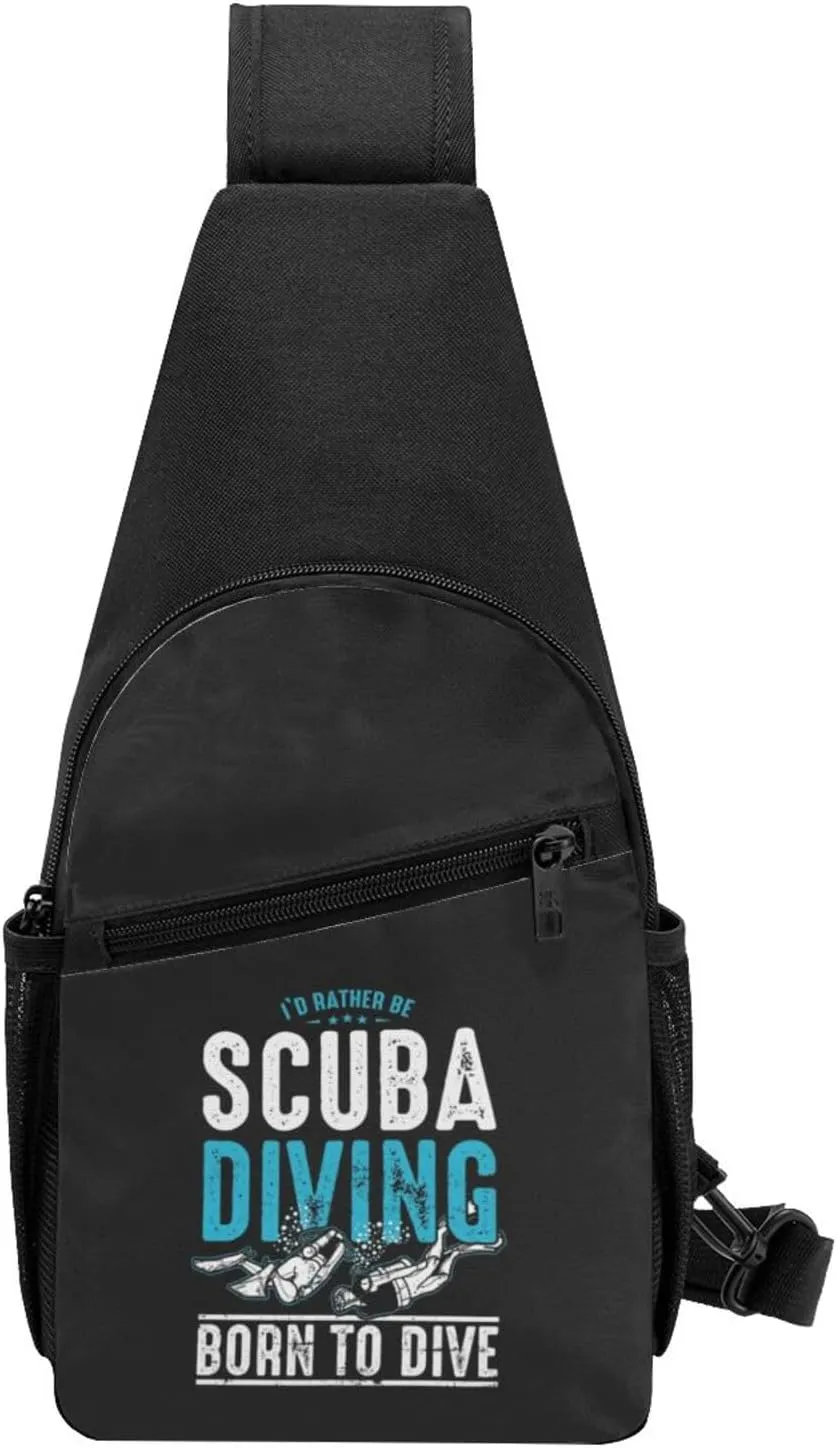 I'd Rather Be Scuba Diving Crossbody Bags Adjustable Leisure Travel Crossbody Shoulder Bag Unisex