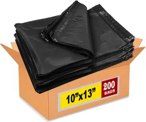 iMBAPrice 10x13 Inches Black Poly Mailers, 200-Pack Mid Size #4 in Matte Black Color Poly Mailing Plastic Envelopes Bags, Self Seal Adhesive Waterproof and Tear Proof (Total 200 Bags)
