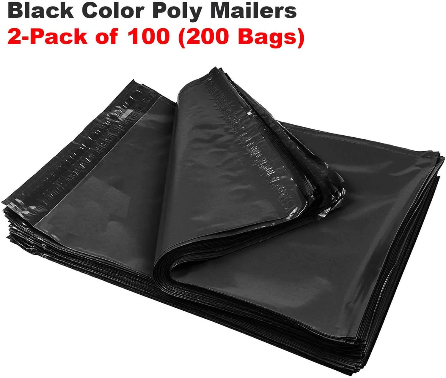 iMBAPrice 10x13 Inches Black Poly Mailers, 200-Pack Mid Size #4 in Matte Black Color Poly Mailing Plastic Envelopes Bags, Self Seal Adhesive Waterproof and Tear Proof (Total 200 Bags)