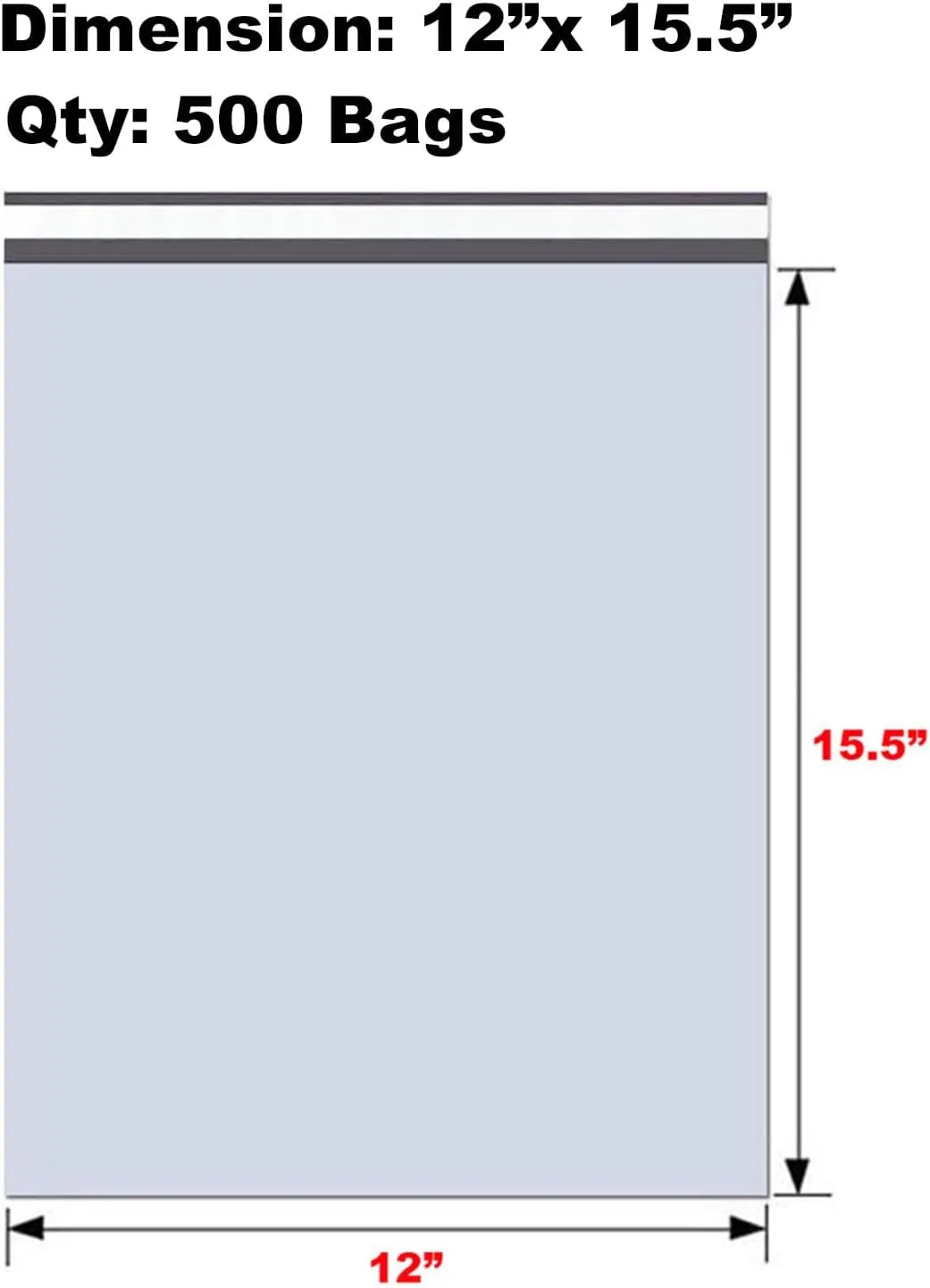 iMBAPrice (500-Pack) Poly Mailers 12x15.5 Inch Mid Size #5 White Color Poly Mailing Shipping Envelopes Bags, Self Seal Adhesive Waterproof and Tear Proof (Total 500 Bags)