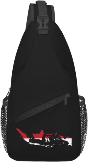 Indonesia Terrain Map Crossbody Bags For Women Men Chest Backpack Gym Shoulder Bag Travel Outdoor Sports Casual Crossbody Bags