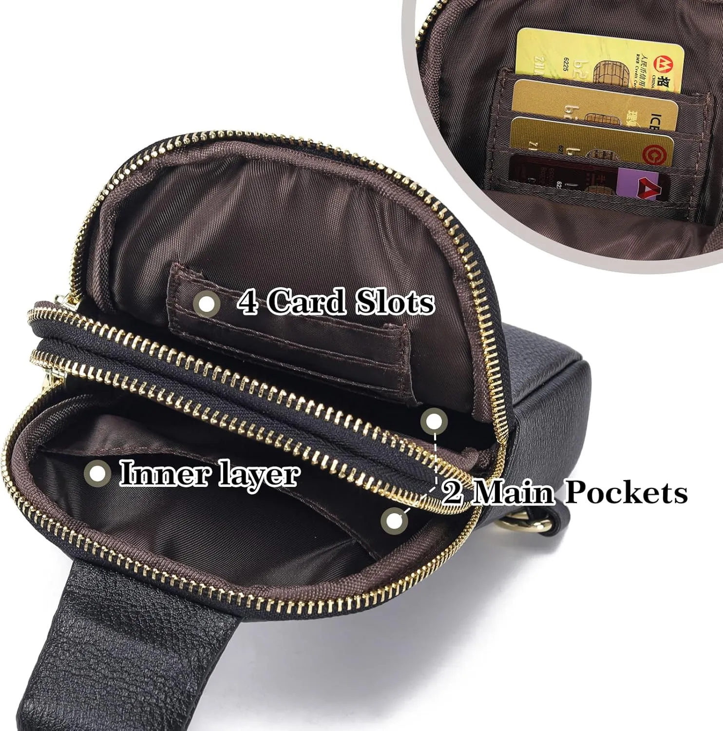 INICAT Small Crossbody Sling Bags for Women Vegan Leather Cell Phone Purse Fanny Packs for Women Men