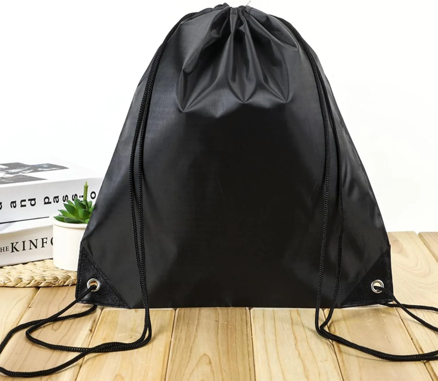 INVODA Drawstring Backpack Bulk String Backpack Drawstring Bags Sport Gym Cinch Bag Sackpack for Women Men (Black 24PCS)