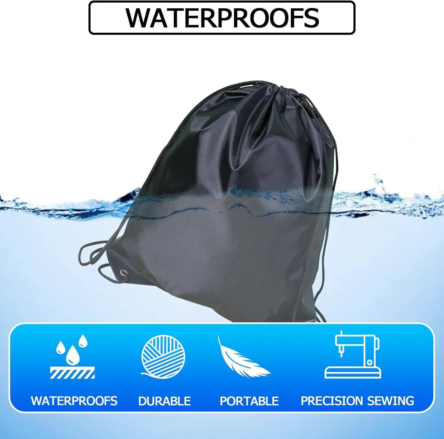 INVODA Drawstring Backpack Bulk String Backpack Drawstring Bags Sport Gym Cinch Bag Sackpack for Women Men (Black 24PCS)