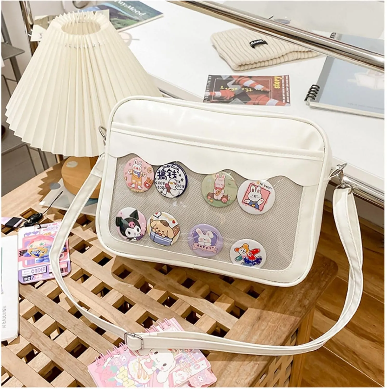 Ita Bag Storage Pin Crossbody Bag for Women Girls Gift, Pin Bag Shoulder Bag for Sports Pins, Memorial Pins, Travel Brooches