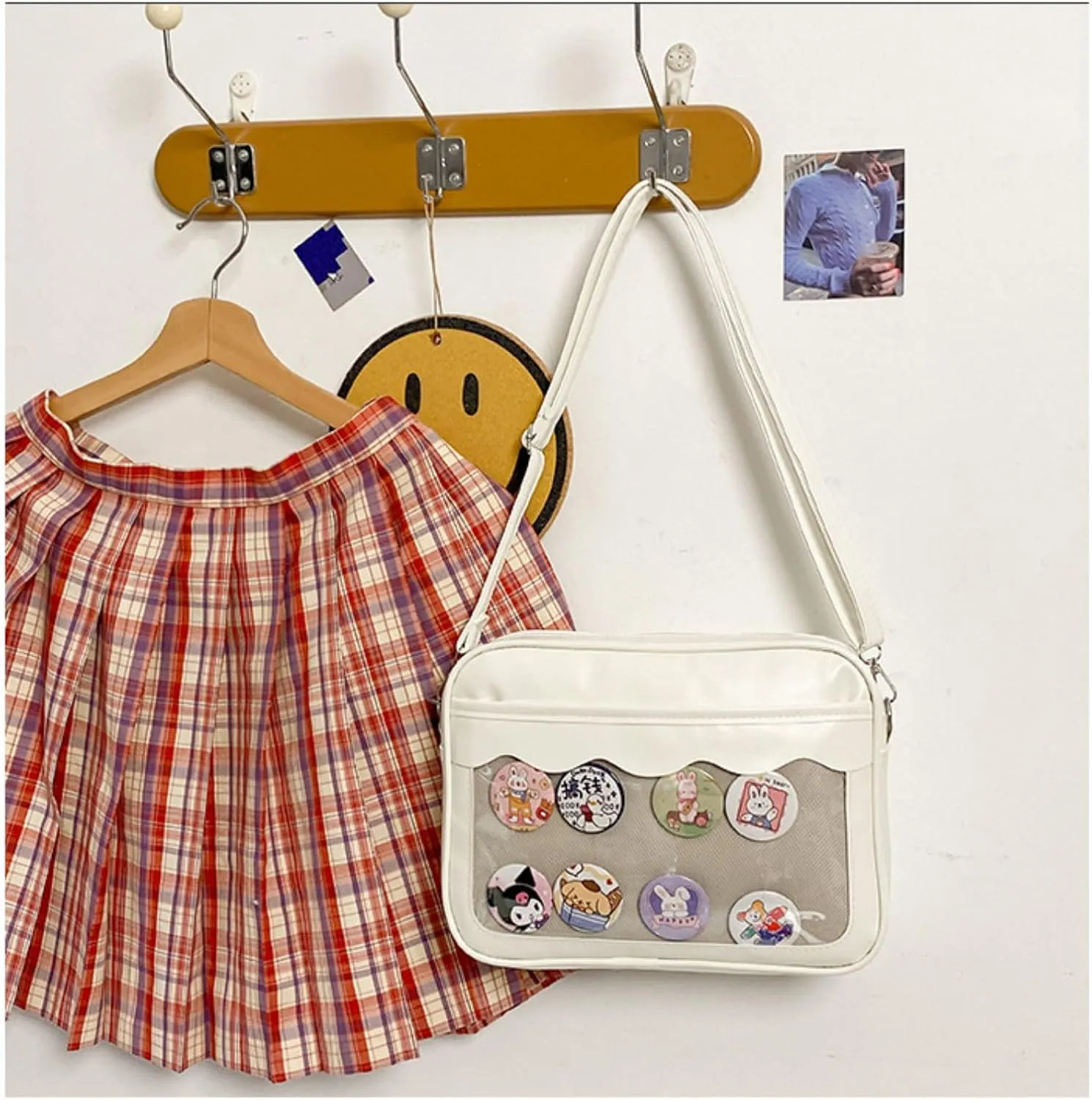 Ita Bag Storage Pin Crossbody Bag for Women Girls Gift, Pin Bag Shoulder Bag for Sports Pins, Memorial Pins, Travel Brooches