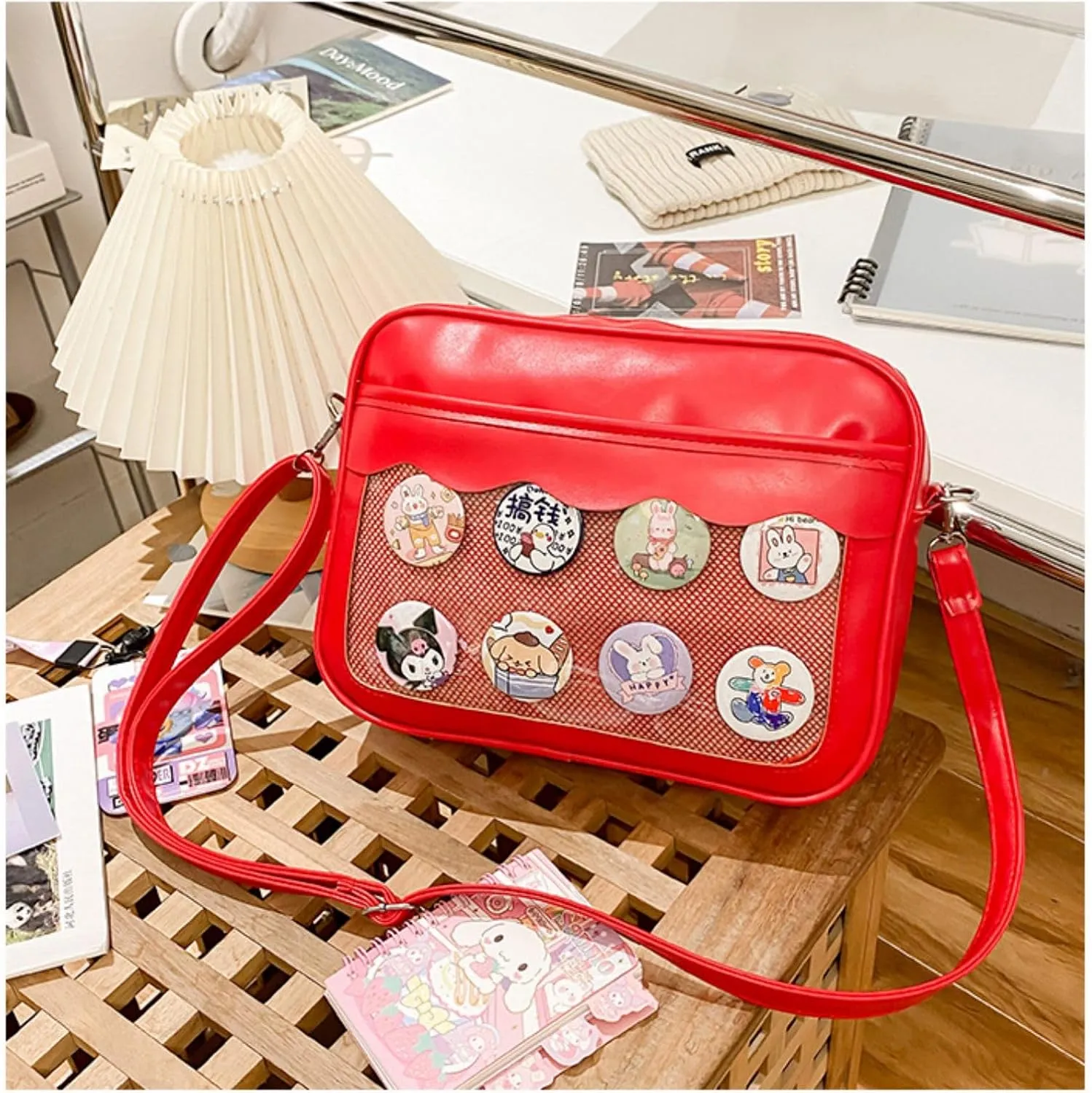Ita Bag Storage Pin Crossbody Bag for Women Girls Gift, Pin Bag Shoulder Bag for Sports Pins, Memorial Pins, Travel Brooches