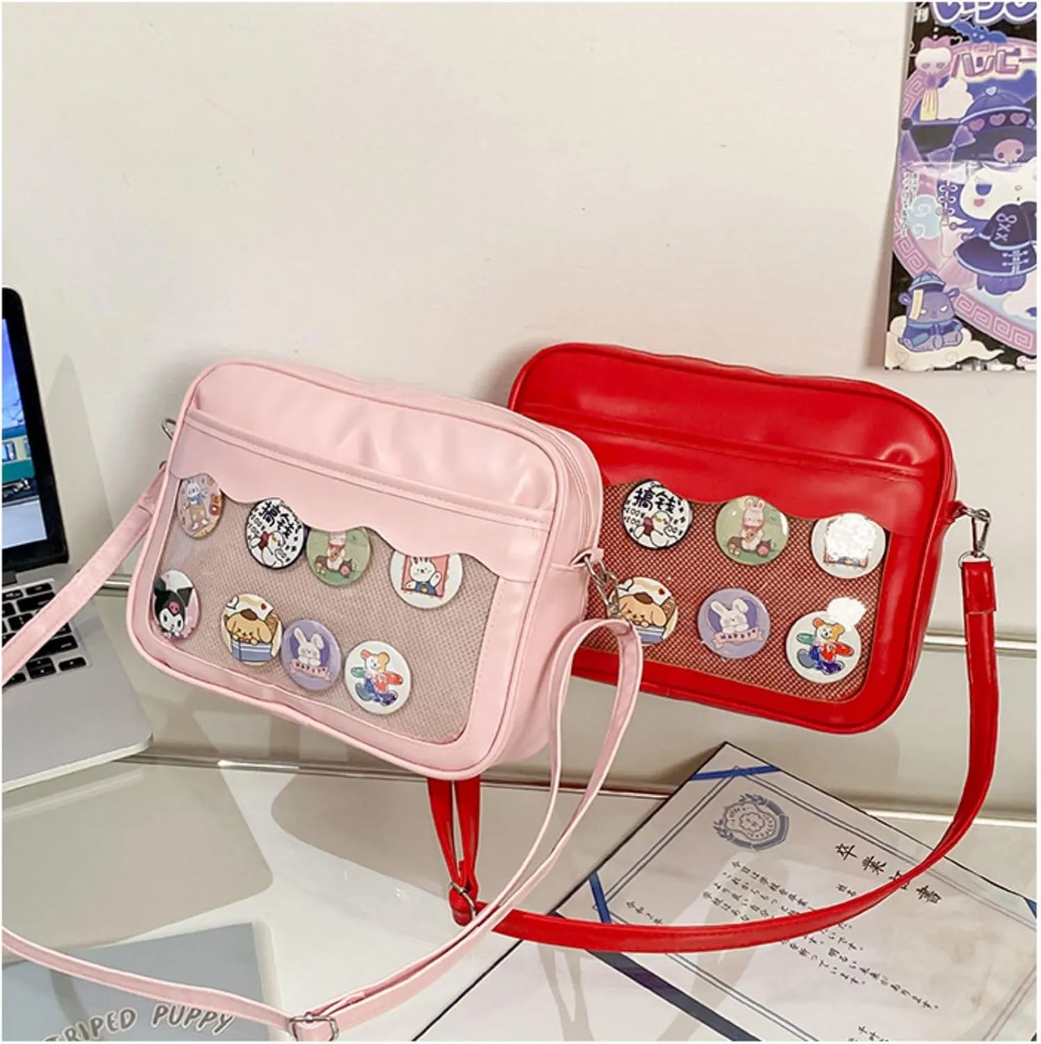 Ita Bag Storage Pin Crossbody Bag for Women Girls Gift, Pin Bag Shoulder Bag for Sports Pins, Memorial Pins, Travel Brooches