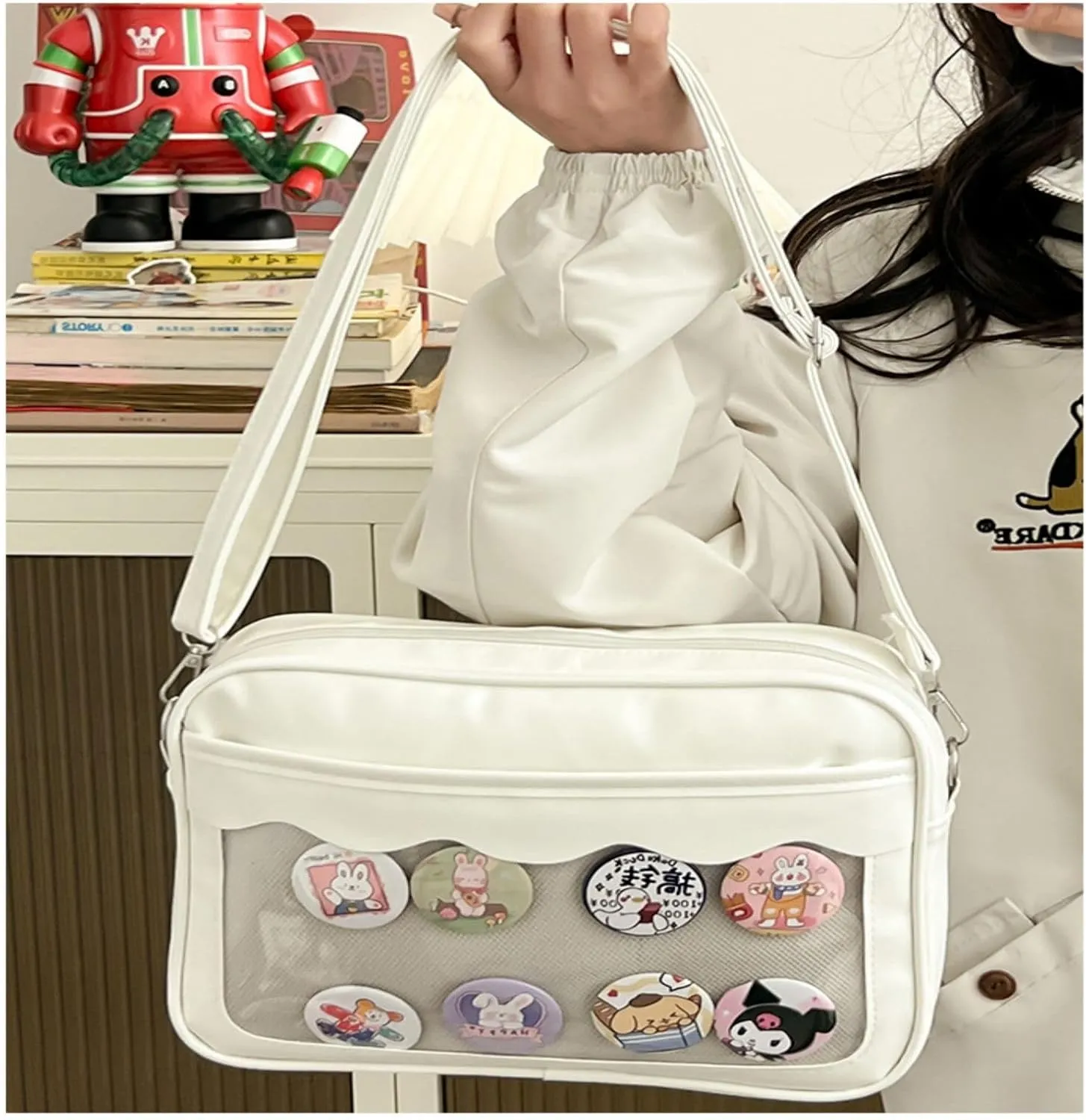 Ita Bag Storage Pin Crossbody Bag for Women Girls Gift, Pin Bag Shoulder Bag for Sports Pins, Memorial Pins, Travel Brooches