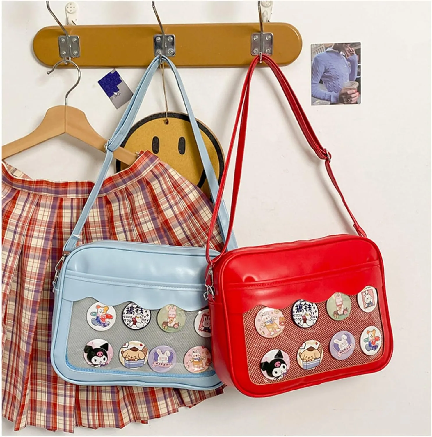Ita Bag Storage Pin Crossbody Bag for Women Girls Gift, Pin Bag Shoulder Bag for Sports Pins, Memorial Pins, Travel Brooches