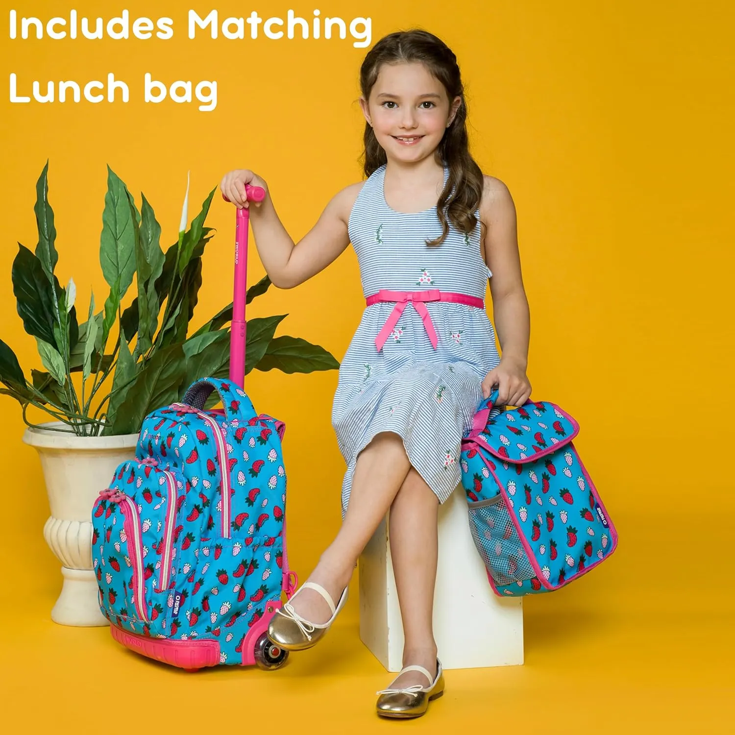 J World New York Lollipop Kids Rolling Backpack & Lunch Bag Set, Blue Raspberry, One Size