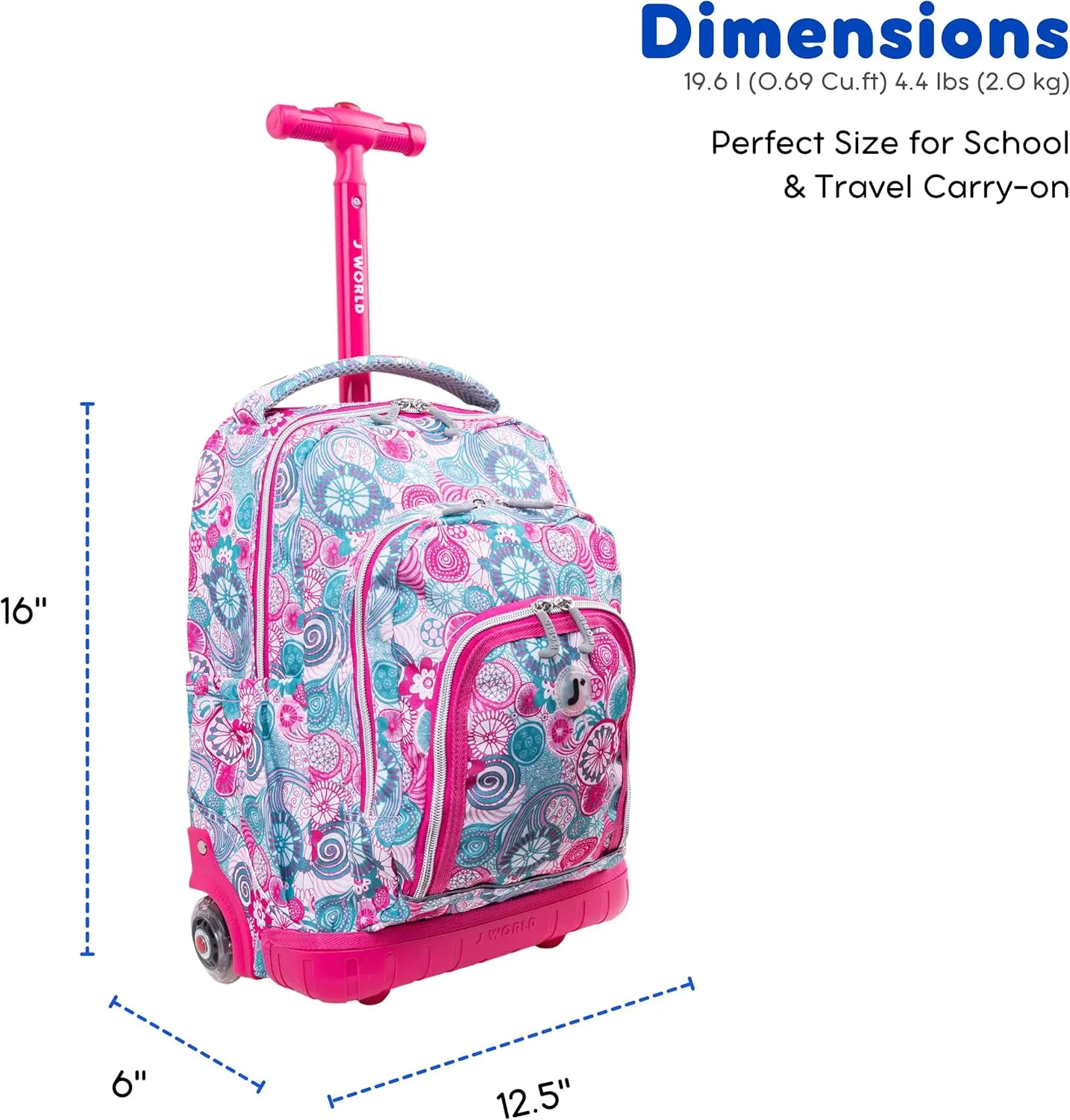 J World New York Lollipop Kids Rolling Backpack & Lunch Bag Set, Blue Raspberry, One Size