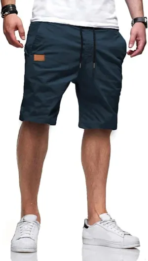 JMIERR Mens Casual Shorts - Cotton Drawstring Summer Beach Stretch Twill Chino Golf Shorts