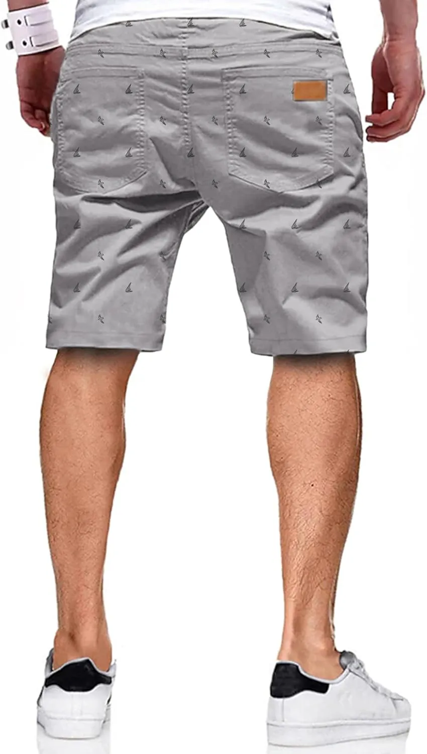 JMIERR Mens Casual Shorts - Cotton Drawstring Summer Beach Stretch Twill Chino Golf Shorts