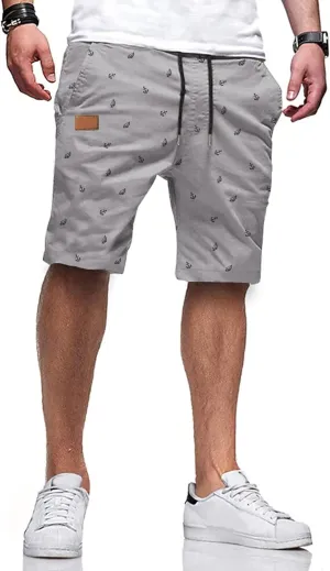 JMIERR Mens Casual Shorts - Cotton Drawstring Summer Beach Stretch Twill Chino Golf Shorts