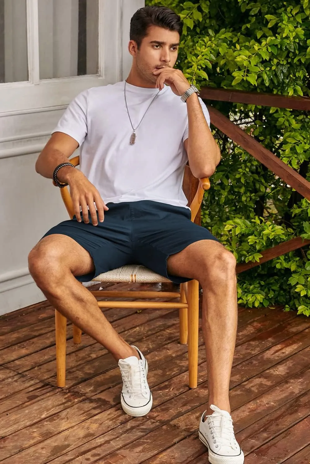 JMIERR Mens Casual Shorts - Cotton Drawstring Summer Beach Stretch Twill Chino Golf Shorts