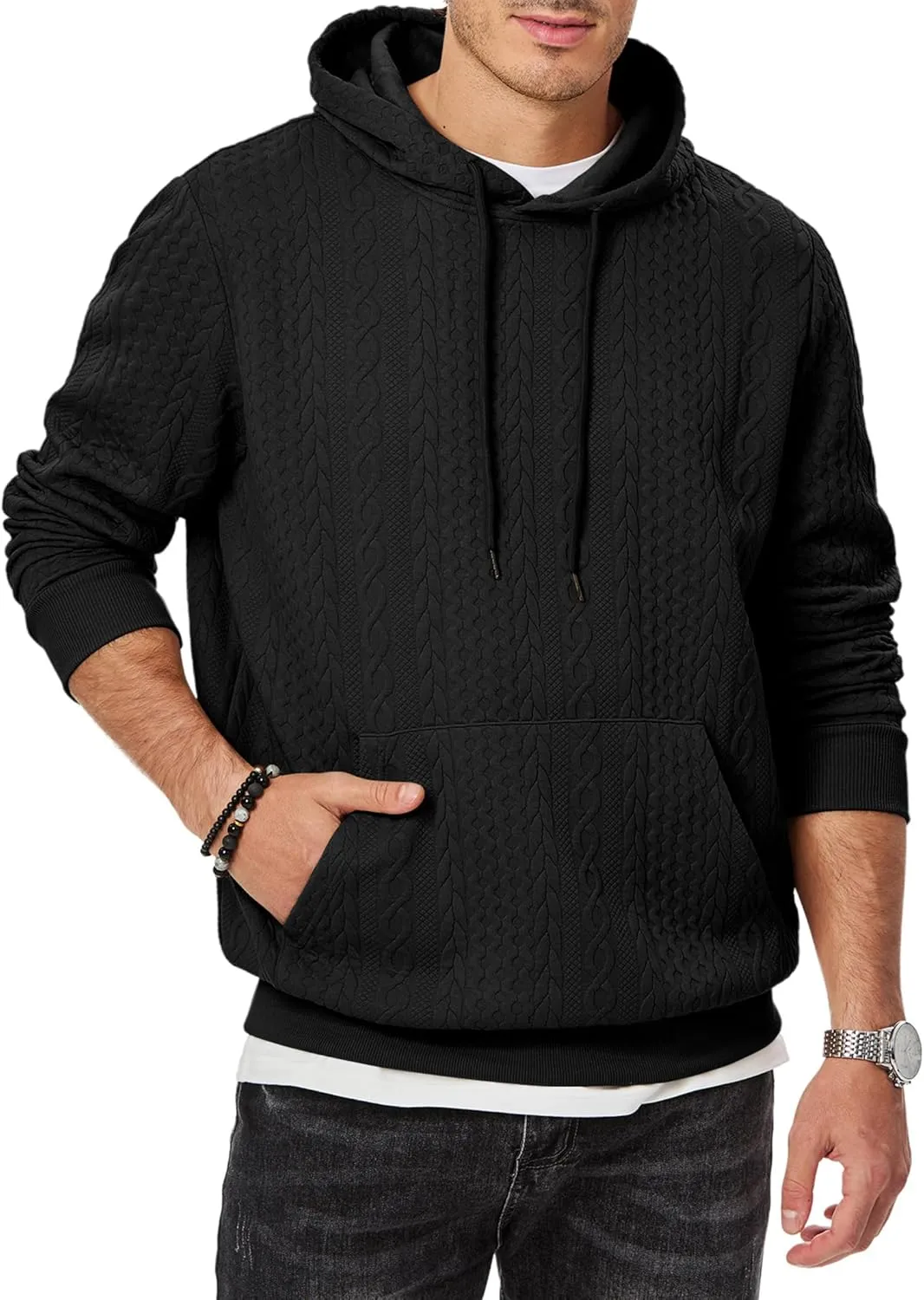 JMIERR Mens Hoodie Pullover 2024 Sweatshirts Graphic Hoodie Long Sleeve Drawstring Fashion Hooded Shirt with Pocket