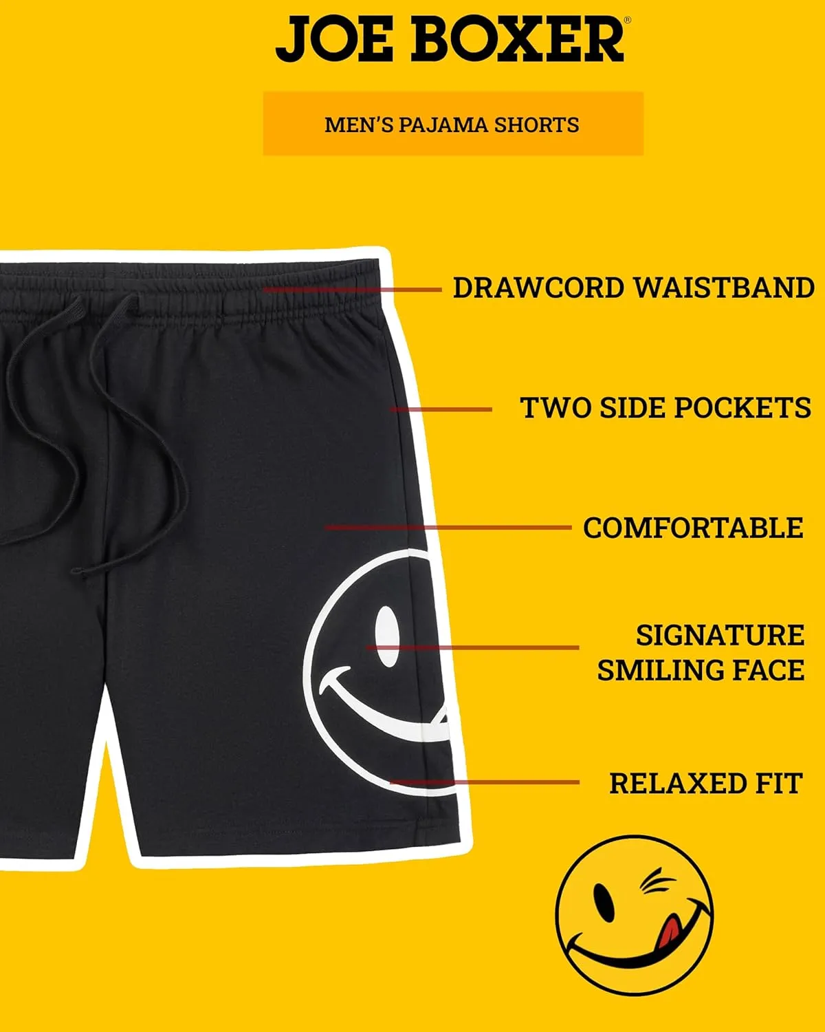 JOE BOXER French Terry Mens Pajama Shorts, Logo Print Mens Sleep Shorts Loungewear, Summer PJ Bottoms