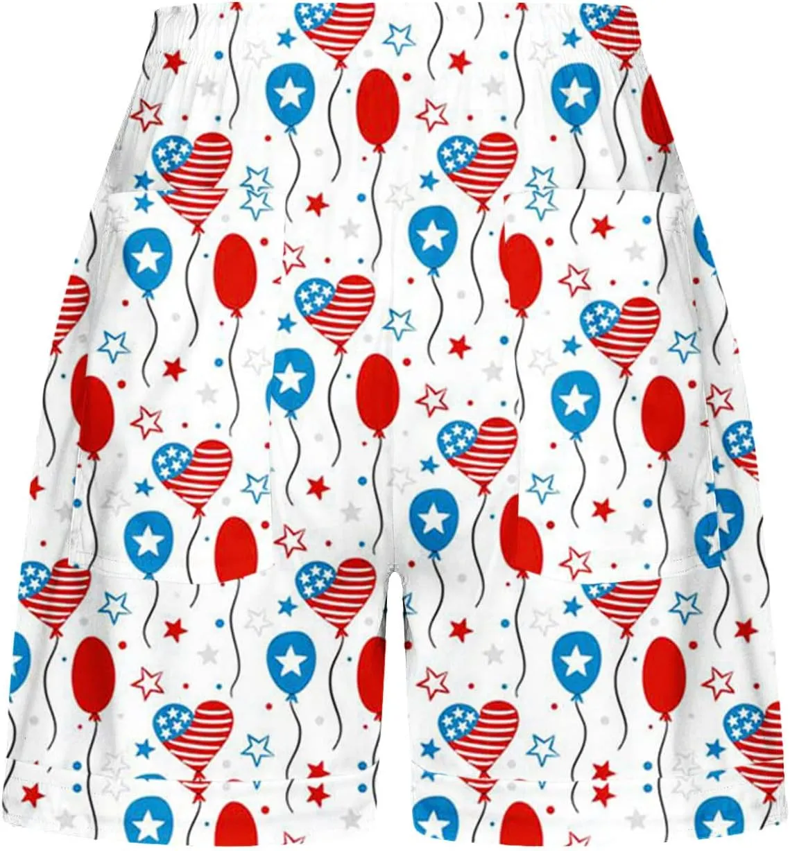 July 4th Shorts for Women American Flag Printed Drawstring Elastic Waist Shorts Party in The USA Summer Fashion 2023