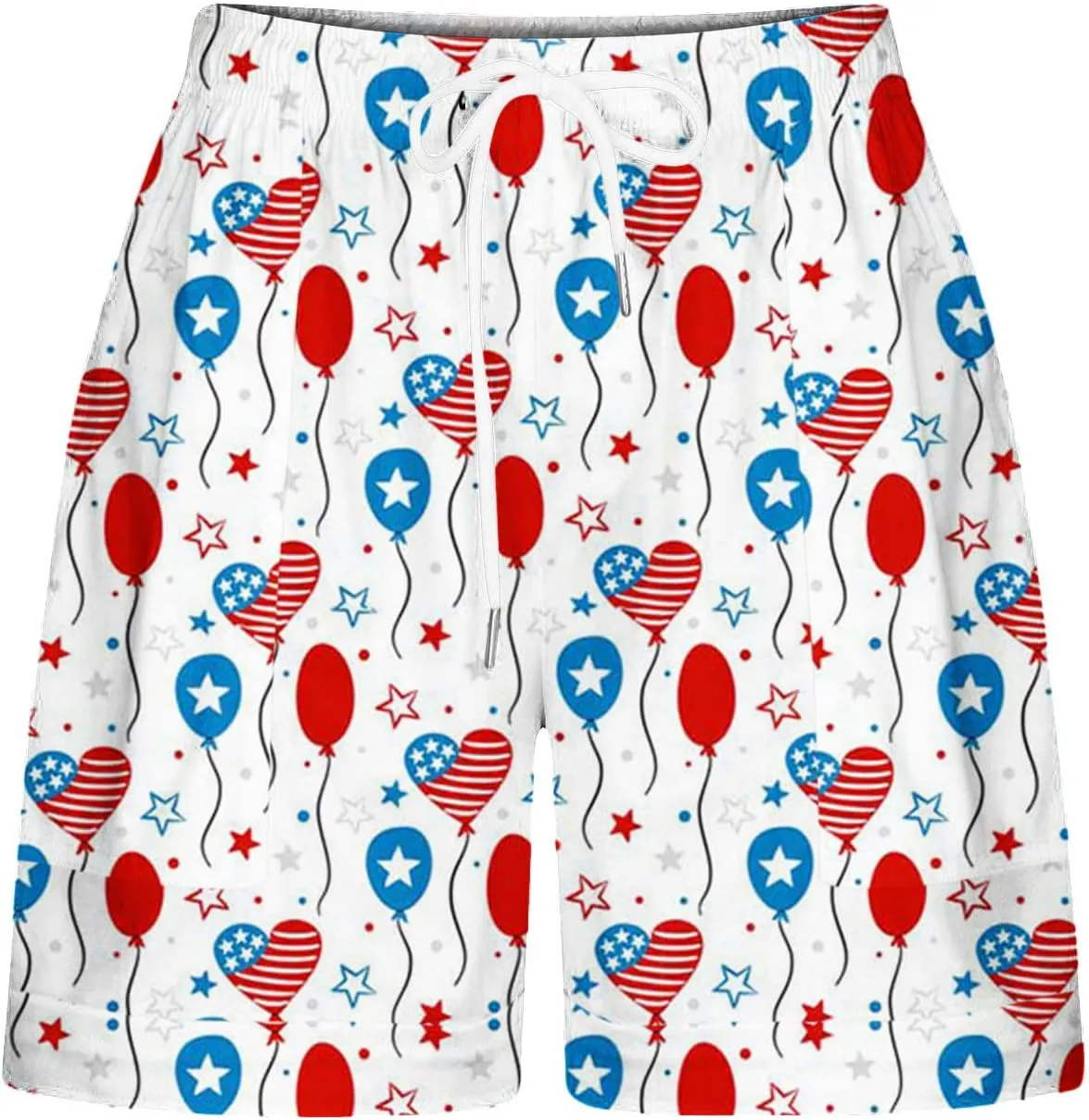 July 4th Shorts for Women American Flag Printed Drawstring Elastic Waist Shorts Party in The USA Summer Fashion 2023