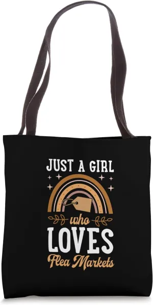 Just A Girl Who Loves Flea Markets Bohemian Rainbow Boho Tote Bag