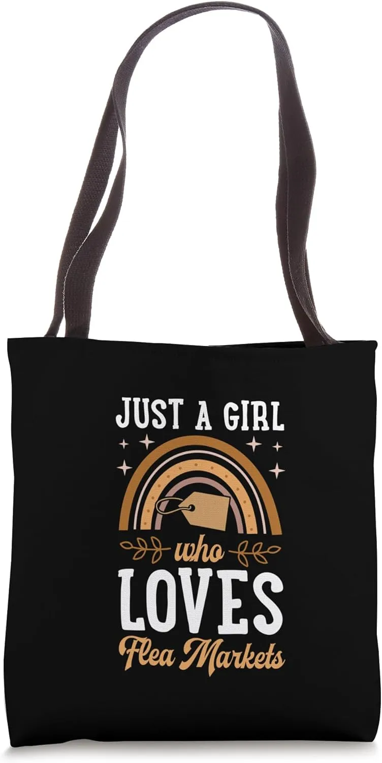 Just A Girl Who Loves Flea Markets Bohemian Rainbow Boho Tote Bag
