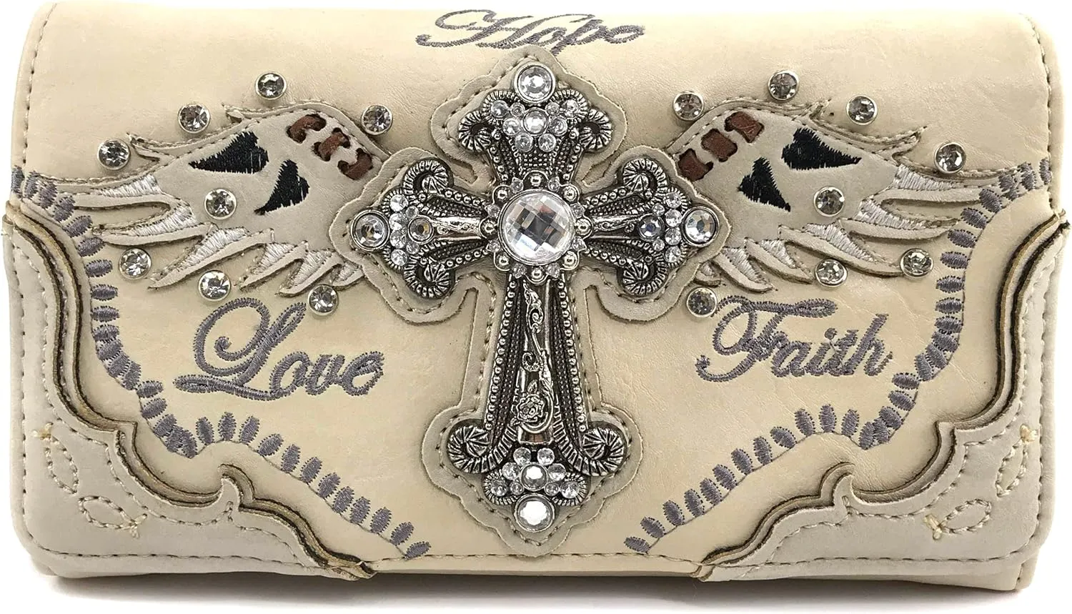 Justin West Women's Concealed Carry Angel Wings Cross Faith Hope Love Western Handbag Tote Purse