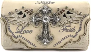 Justin West Women's Concealed Carry Angel Wings Cross Faith Hope Love Western Handbag Tote Purse