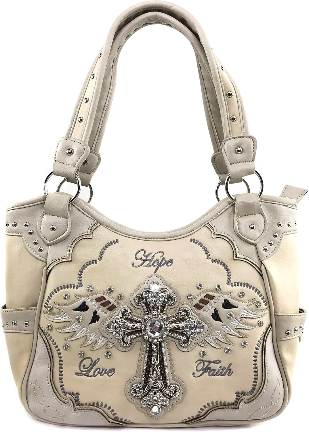 Justin West Women's Concealed Carry Angel Wings Cross Faith Hope Love Western Handbag Tote Purse