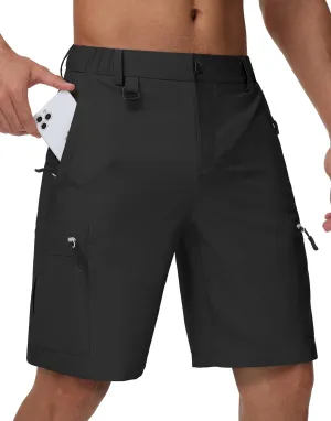 JWM Men's 9" Hiking Cargo Shorts - Lightweight Stretch Qucik Dry Casual Travel Golf Work Fishing Shorts with 5 Zipper Pockets