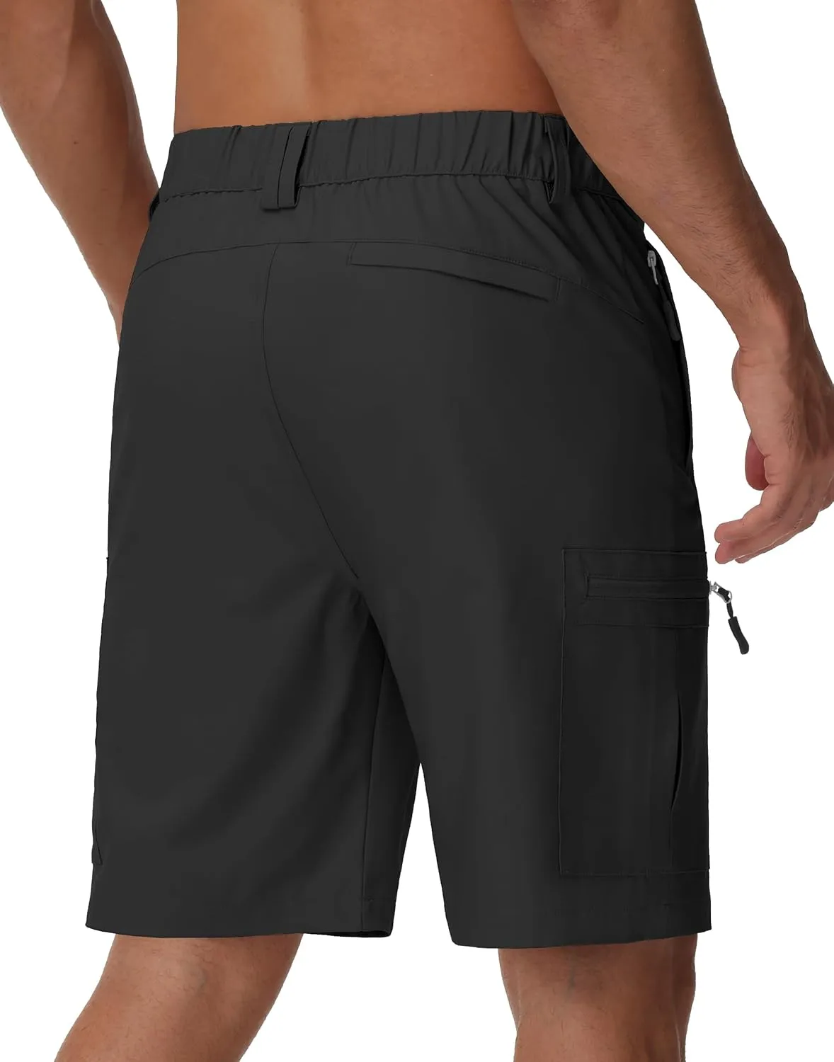JWM Men's 9" Hiking Cargo Shorts - Lightweight Stretch Qucik Dry Casual Travel Golf Work Fishing Shorts with 5 Zipper Pockets