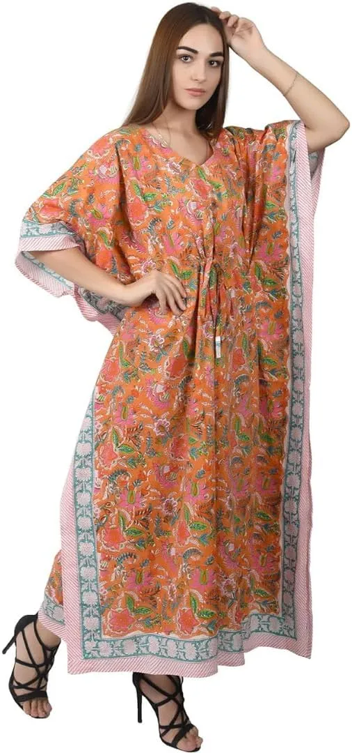 Kaftan Dresses for Women - Different Prints - Free Size Kaftans for Women - Hand Block Printed Cotton Kaftans