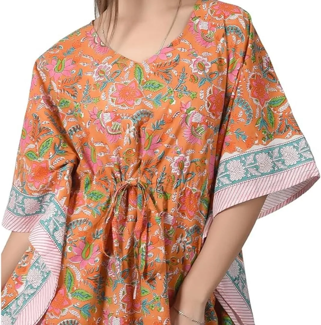Kaftan Dresses for Women - Different Prints - Free Size Kaftans for Women - Hand Block Printed Cotton Kaftans