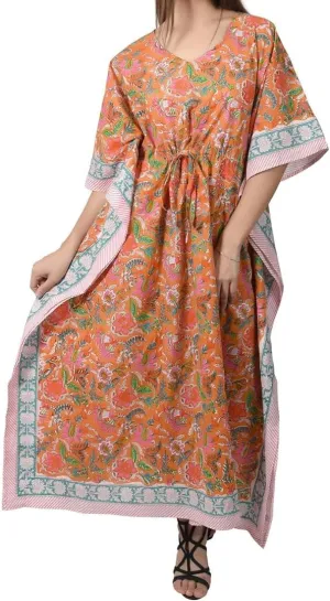 Kaftan Dresses for Women - Different Prints - Free Size Kaftans for Women - Hand Block Printed Cotton Kaftans