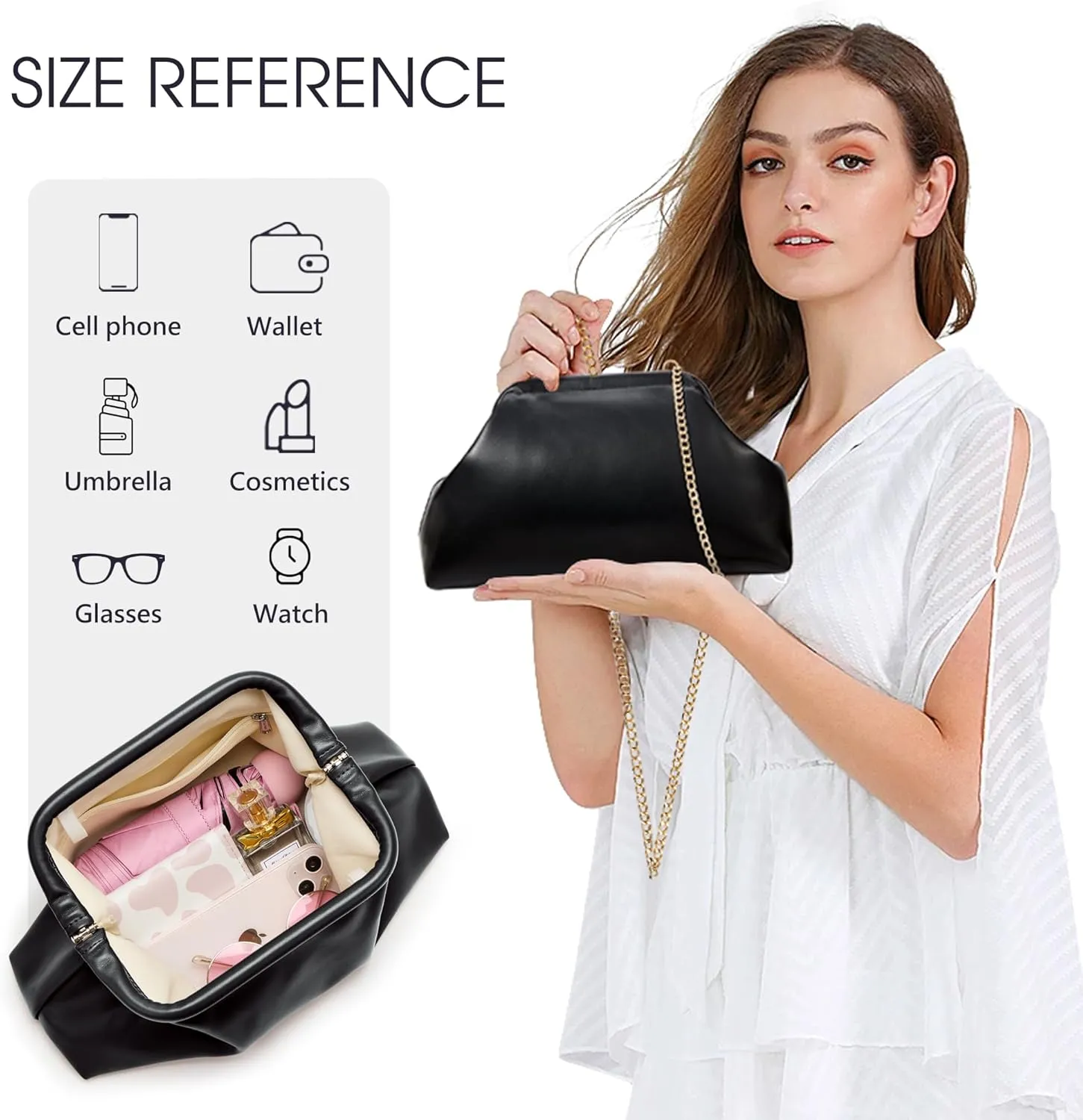 KALIDI Dumpling Crossbody Bag Soft Vegan Leather Evening Clutch for Women Wedding Purse Summer Soft Vegan Leather Handbag