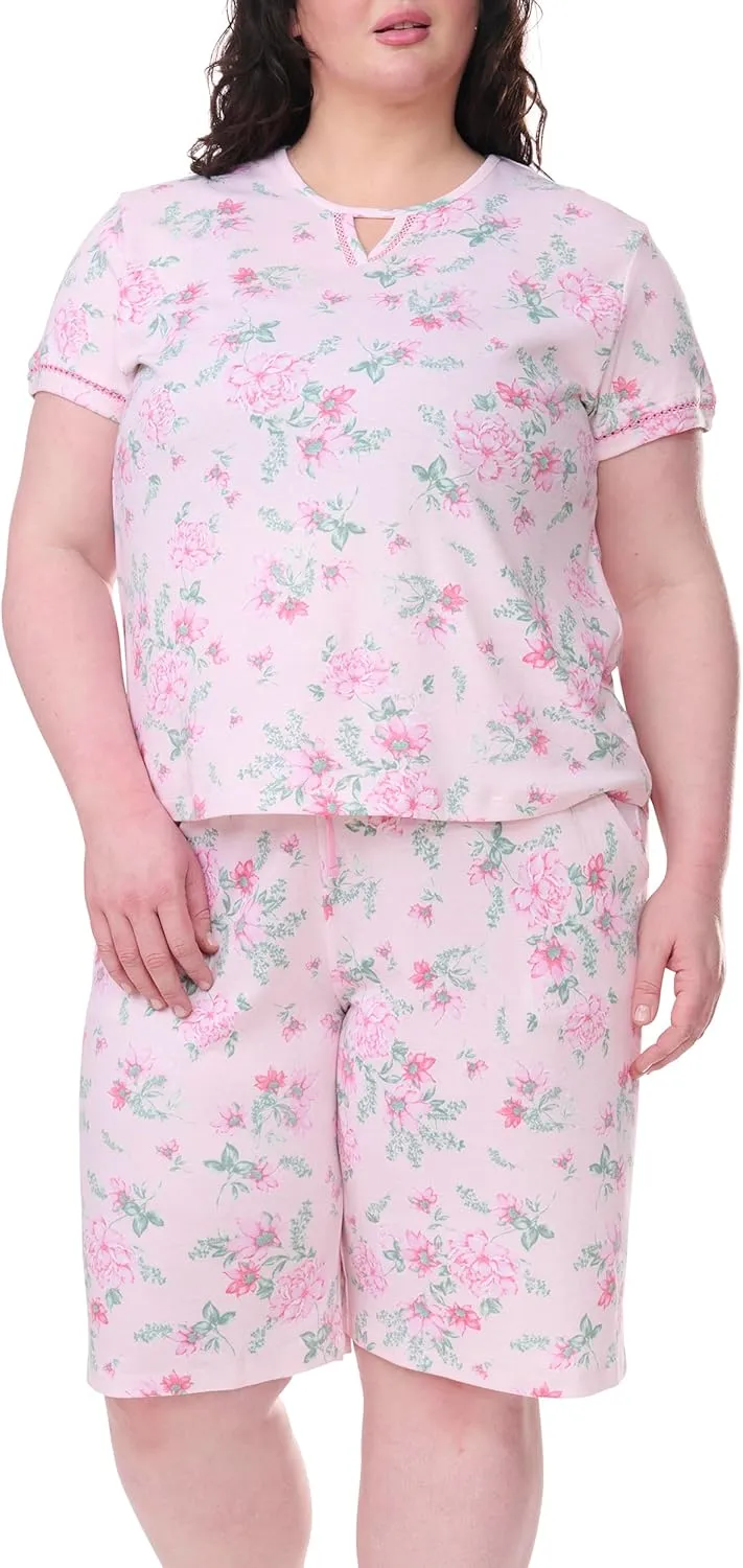 Karen Neuburger womens Plus Size Short Sleeve Bermuda Set