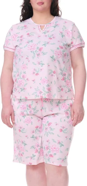 Karen Neuburger womens Plus Size Short Sleeve Bermuda Set