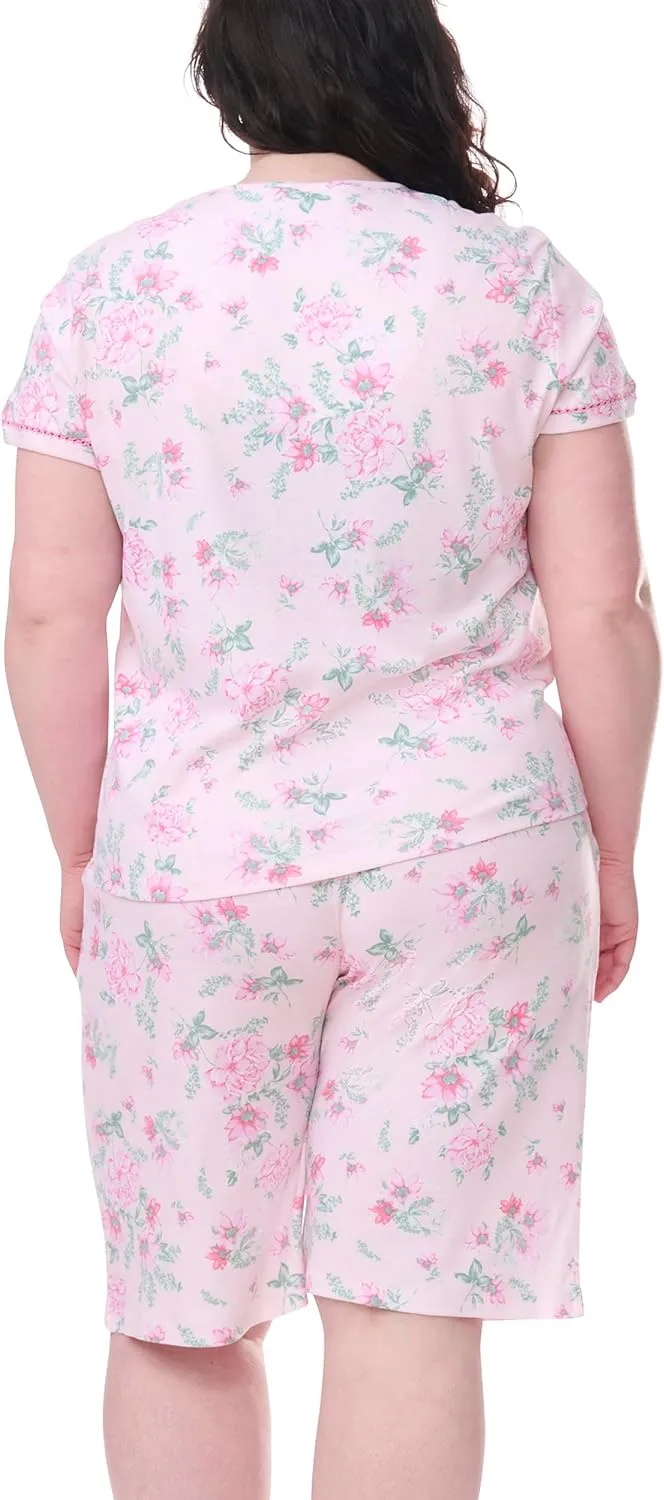 Karen Neuburger womens Plus Size Short Sleeve Bermuda Set