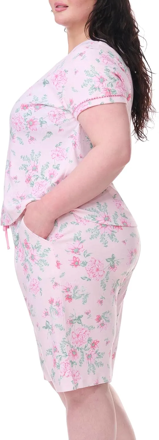 Karen Neuburger womens Plus Size Short Sleeve Bermuda Set
