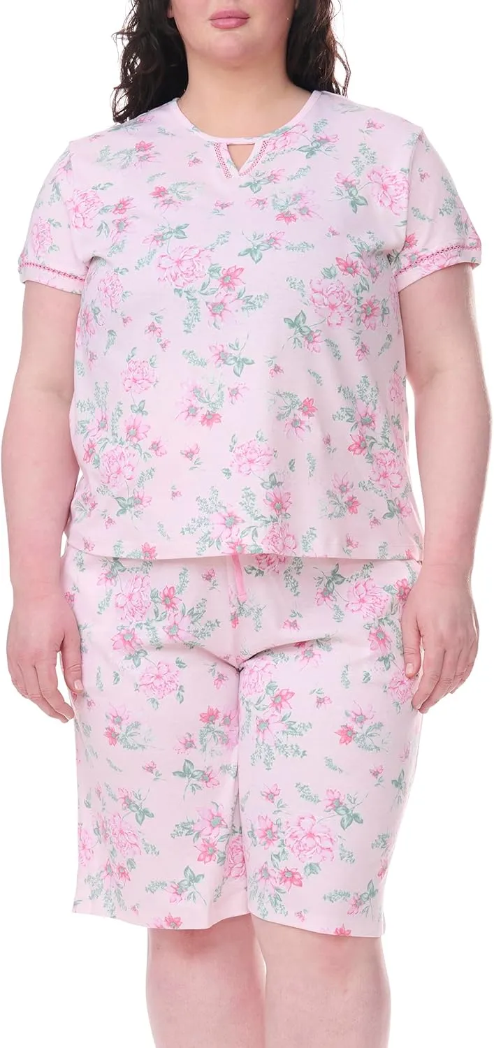Karen Neuburger womens Plus Size Short Sleeve Bermuda Set