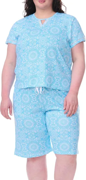 Karen Neuburger womens Plus Size Short Sleeve Bermuda Set