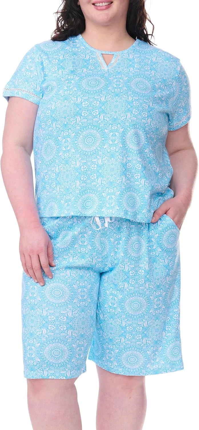 Karen Neuburger womens Plus Size Short Sleeve Bermuda Set