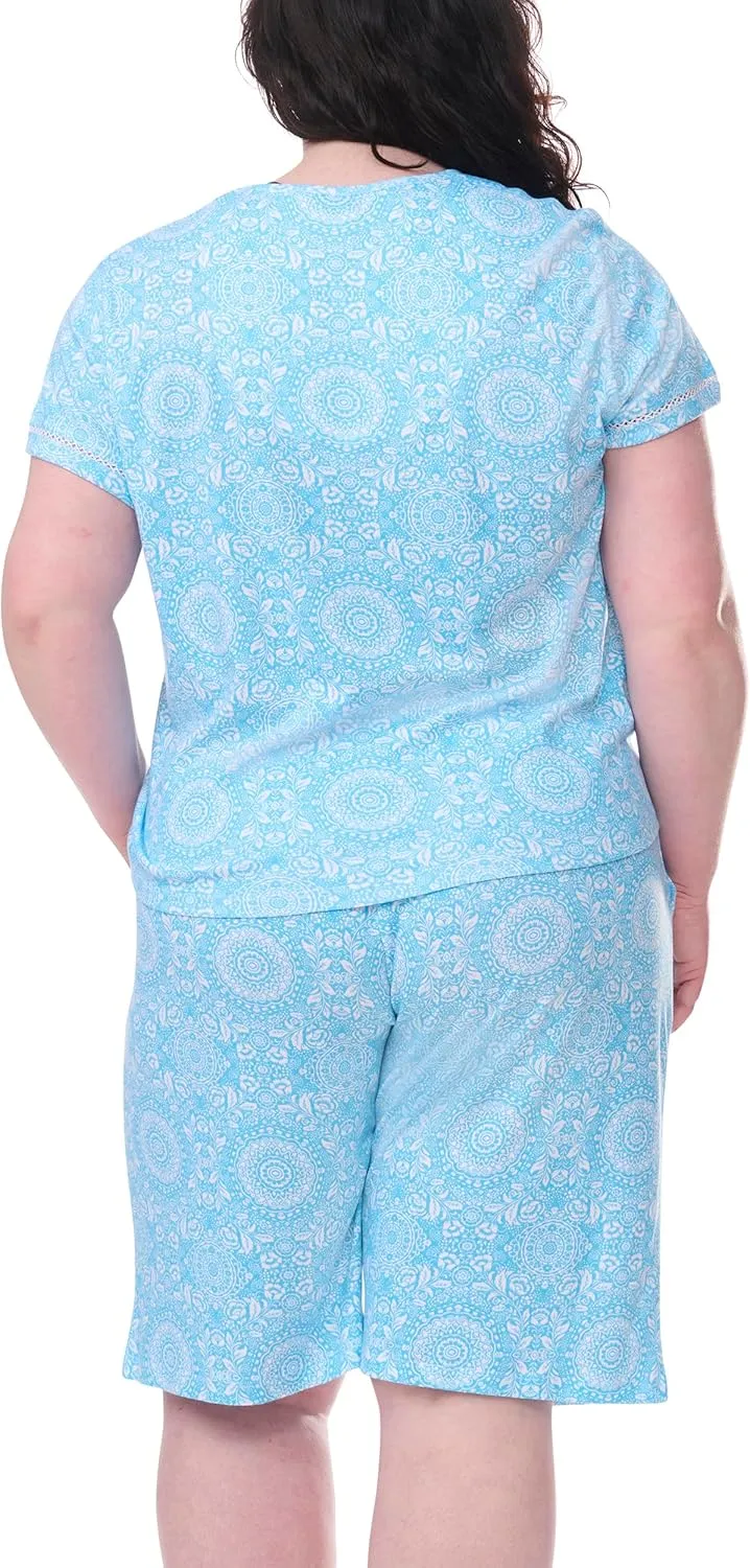 Karen Neuburger womens Plus Size Short Sleeve Bermuda Set