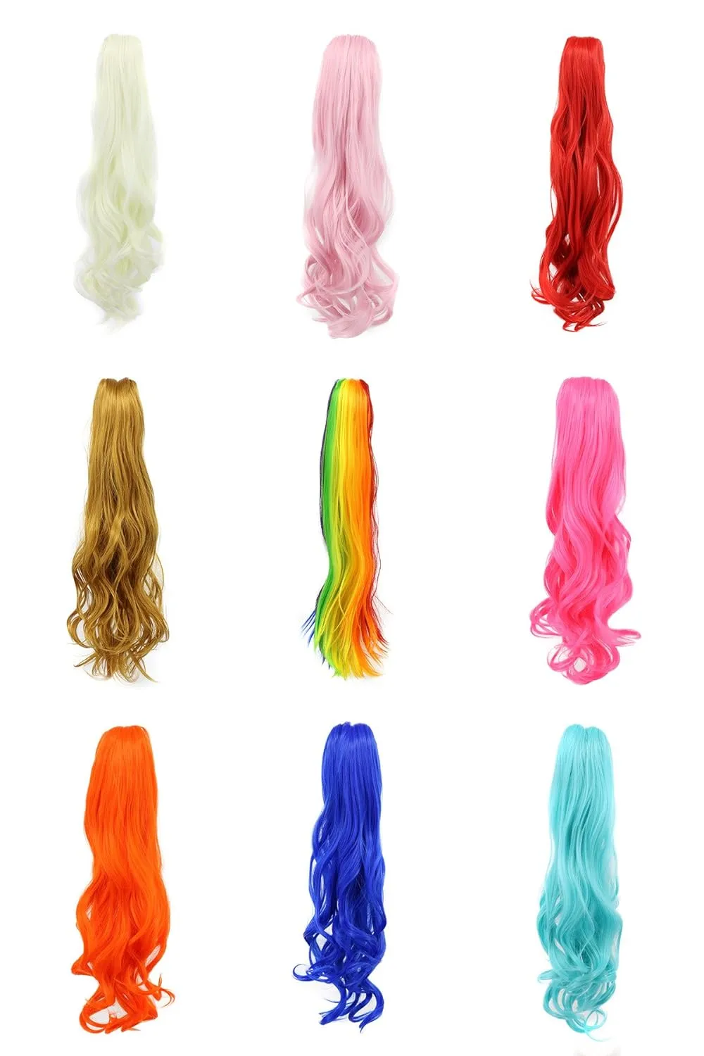 karlery Curly Clip In Thick Claw Drawstring Ponytail Extension Multi-colored Hair Pony Tail Hair Extension (Pink)