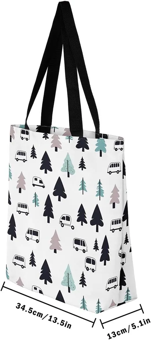 Kawaii Canvas Tote Bag for Women,Rainbow Cute Clouds Raindrop Handbag,Bohemian Stars Love Hearts Shoulder Bag