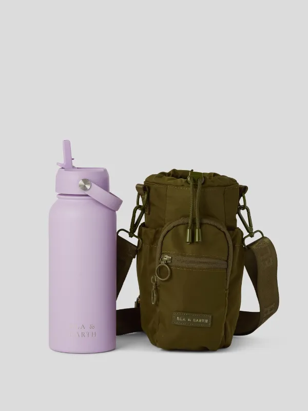 Khaki - Water Bottle Bag & 1 Litre Water Bottle Set