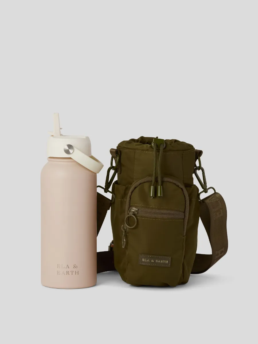 Khaki - Water Bottle Bag & 1 Litre Water Bottle Set